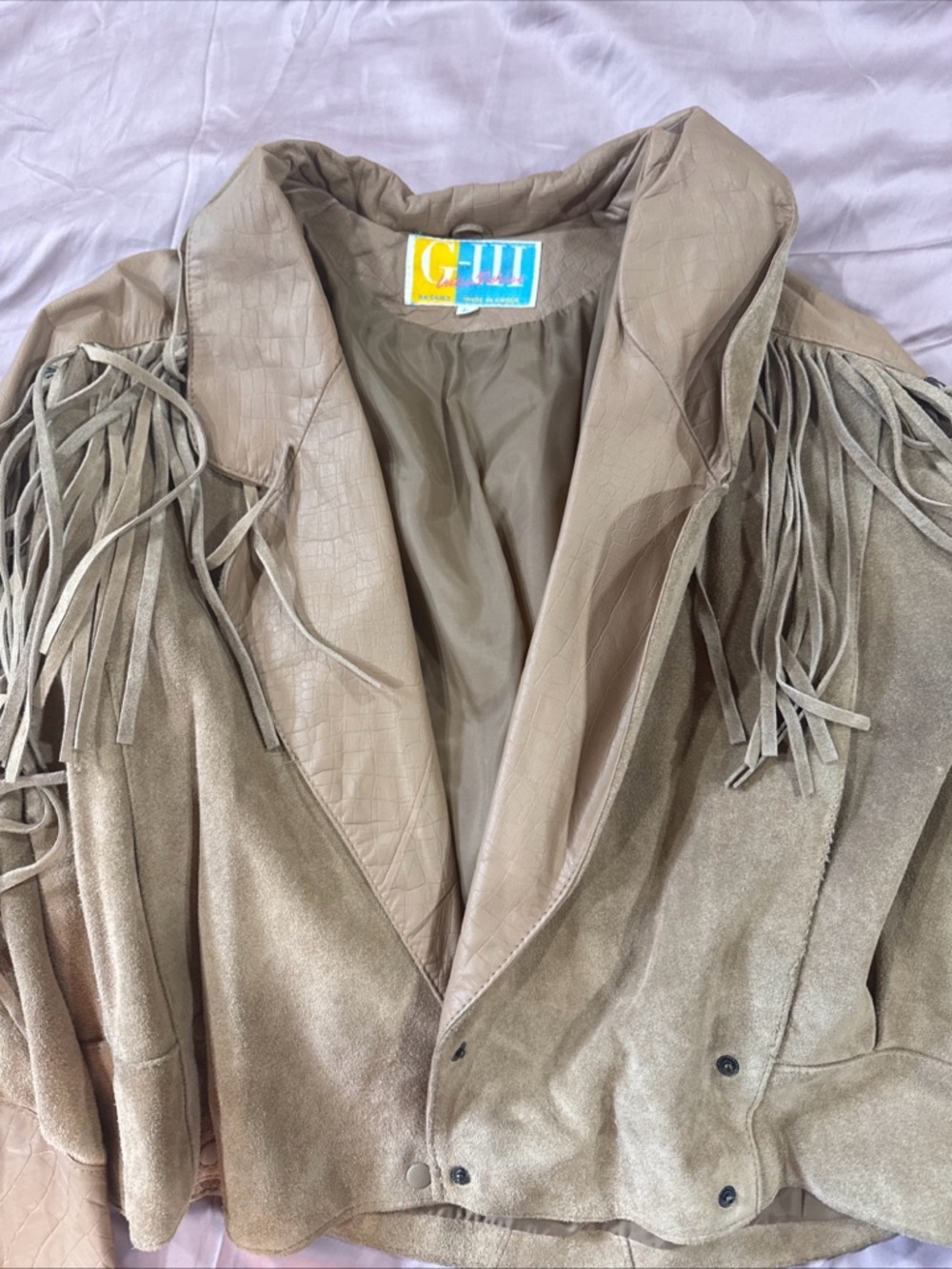 Vintage G-111 80’s Fringed  Cropped Jacket in Tan leather - Picture 6 of 6